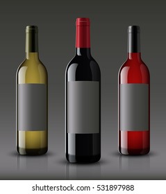 Vector, wine bottle, made in a realistic style. on a white background. It can serve as a layout for future design and Publicity of your product.