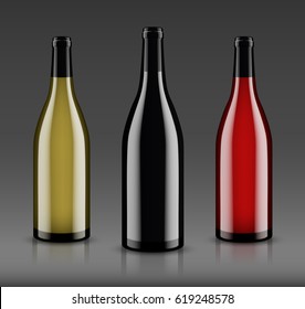 Vector, wine bottle, made in a realistic style. on a white background. It can serve as a layout for future design and Publicity of your product.