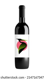 Vector wine bottle in mesh gradient style. Editable color