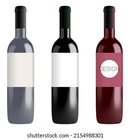 Vector wine bottle in mesh gradient style