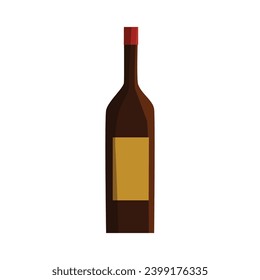 Vector wine bottle on white background.