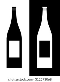Vector wine bottle set in black and reverse