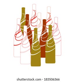 vector wine bottle silhouettes