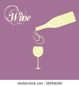 vector wine bottle silhouettes with wine glass