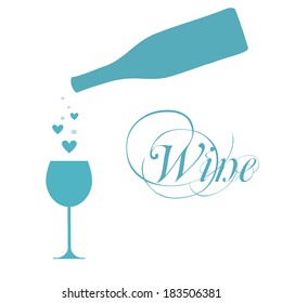 vector wine bottle silhouettes with wine glass and sparkles