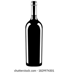 vector wine bottle stand on black and white background