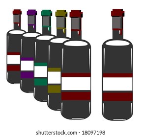 Vector Wine Bottles With Blank Labels