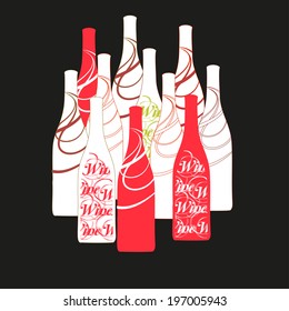 vector wine bottles silhouettes