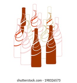 vector wine bottles silhouettes