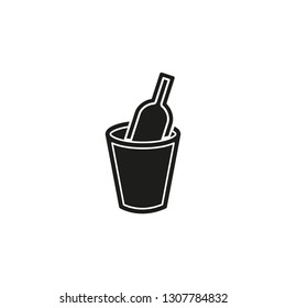 vector wine bucket illustration, drink alcohol sign symbol - party celebration