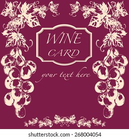 Vector Wine Card Menu with hand drawn art