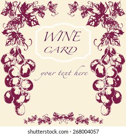 Vector Wine Card Menu with hand drawn art