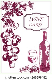 Vector Wine Card Menu hand drawn art 