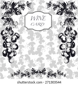 Vector Wine Card Menu hand drawn art 