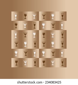 Vector wine and cocktail glasses background.