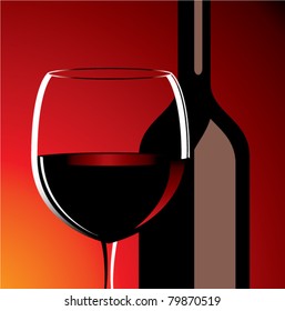 vector wine glass and bottle