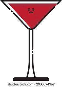 Vector de carácter de cristal de vino con expresión sobria