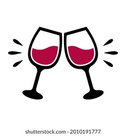 Vector Wine Glass Cheers Illustration