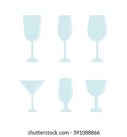 Vector wine glass, goblet icon set. Vector wine glass template. Wine glass design.