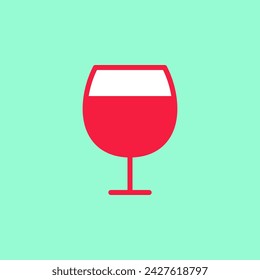 Vector icono de cristal de vino. Pictograma plano de vástago. Ilustración moderna del símbolo de la copa de vino. Plantilla de signo de bebida simple