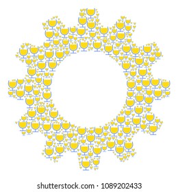 Vector wine glass icons are formed into gear collage. Development design concept constructed from wine glass icons.