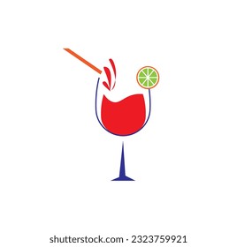 vector wine glass or juice glass logo or clip art