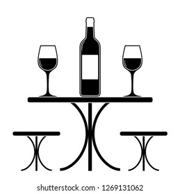 vector wine glasses and bottle isolated on white background