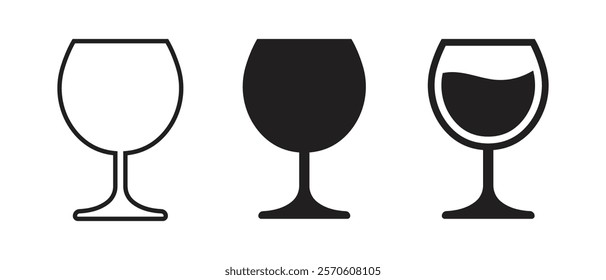 Vector Wine Glasses Icon Set. Wine Glasses Symbols