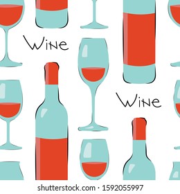 Vector wine and glasses pattern
