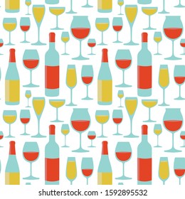Vector wine and glasses pattern