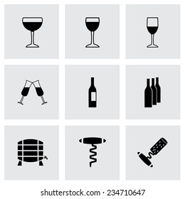 Vector wine icon set on grey background