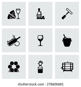 Vector Wine icon set on grey background