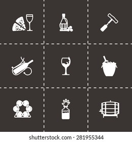 Vector Wine icon set on black background