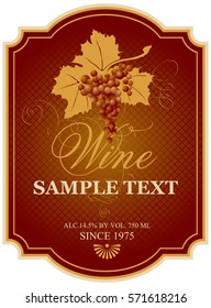 vector wine label with bunch of grapes