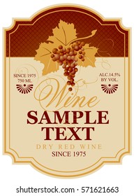 vector wine label with bunch of grapes