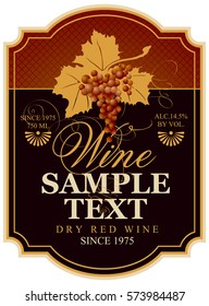 Vector Wine Label With Bunch Of Grapes