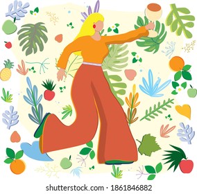 Vector wine label fresh natural plants and fruits