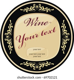 vector wine label - ornament gold