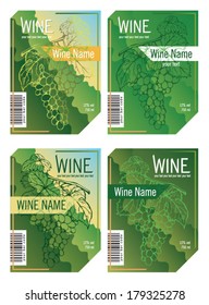 vector wine label, with silhouette of grapes, contour grapes