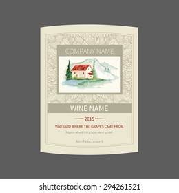 vector wine label template. It can be used for label, card, sticker, poster.