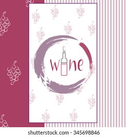 Vector wine logo or invitation card for wine degustation. All objects compared in groups.