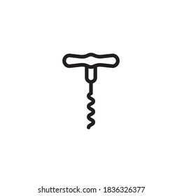 Vector wine opener icon. Flat illustration of corkscrew isolated on white background. Icon vector illustration sign symbol.