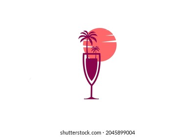 Vector Wine Palm Design Graphic