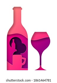 Vector wine in paper art style