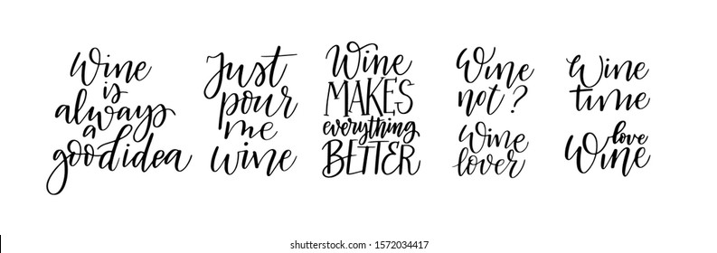 Vector wine quotes set. Fun bar lovers