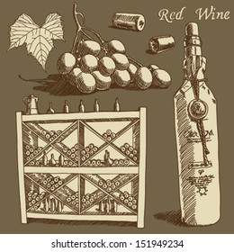 Vector wine set