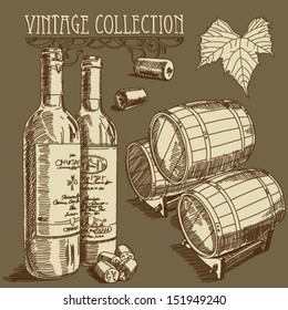 Vector wine set