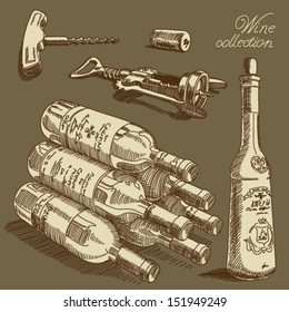 Vector wine set