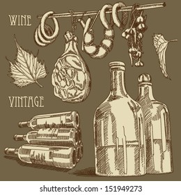 Vector wine set