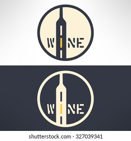 Vector wine shop logo in modern flat design. Wine bottle icon.